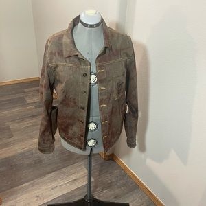 One of a kind local artist created trucker jacket